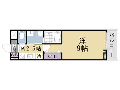 東海道本線 山科駅 徒歩7分 2階建 新築(1K/2階)の間取り写真