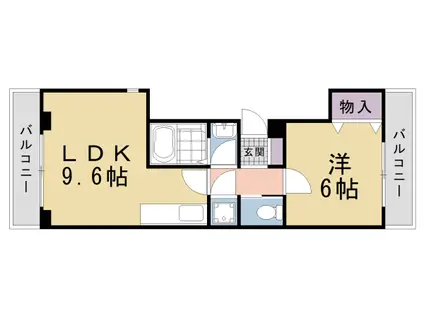 京都市烏丸線 北大路駅 徒歩12分 4階建 築36年(1LDK/3階)の間取り写真