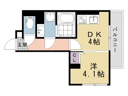 GRAMM東小野堀町B棟(1DK/2階)の間取り写真