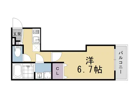 近鉄京都線 十条駅(近鉄) 徒歩3分 3階建 新築(1K/2階)の間取り写真
