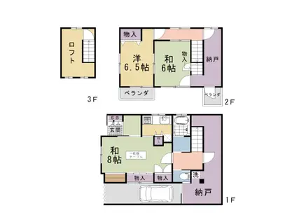 京阪電気鉄道鴨東線 神宮丸太町駅 徒歩10分 3階建 築28年(3SDK)の間取り写真