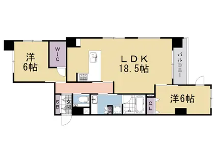 京都市烏丸線 丸太町駅(京都市営) 徒歩4分 5階建 新築(2LDK/2階)の間取り写真