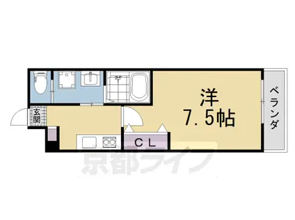 京阪電気鉄道京阪線 御殿山駅 徒歩3分 3階建 新築(ワンルーム/2階)の間取り写真