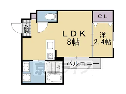 京阪電気鉄道京阪線 御殿山駅 徒歩3分 3階建 新築(1LDK/2階)の間取り写真