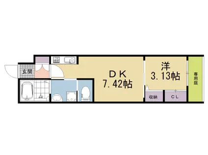 GREEN GARDEN(1DK/1階)の間取り写真