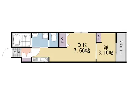 GREEN GARDEN(1DK/2階)の間取り写真