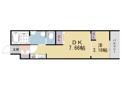 GREEN GARDEN(1DK/3階)の間取り写真