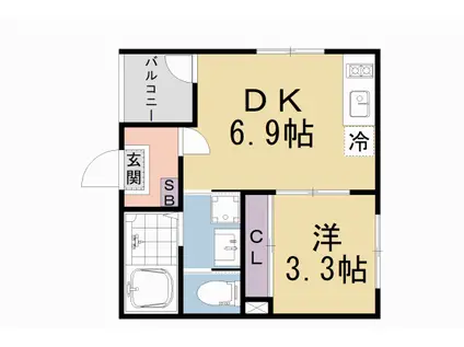 京都市東西線 椥辻駅 徒歩5分 3階建 新築(1DK/1階)の間取り写真