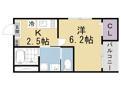 京都市東西線 椥辻駅 徒歩5分 3階建 築1年(1K/3階)の間取り写真