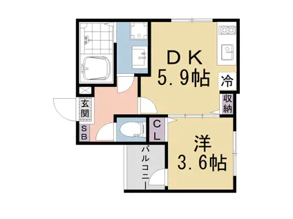 京都市東西線 椥辻駅 徒歩5分 3階建 築1年(1DK/2階)の間取り写真