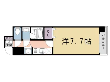 阪急電鉄京都線 大宮駅(京都) 徒歩5分 7階建 築1年(1K/6階)の間取り写真