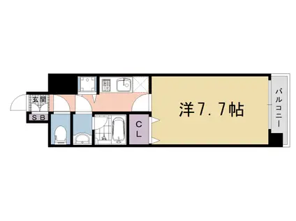 阪急電鉄京都線 大宮駅(京都) 徒歩5分 7階建 築1年(1K/3階)の間取り写真