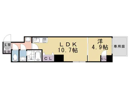 阪急電鉄京都線 大宮駅(京都) 徒歩5分 7階建 築1年(1LDK/1階)の間取り写真