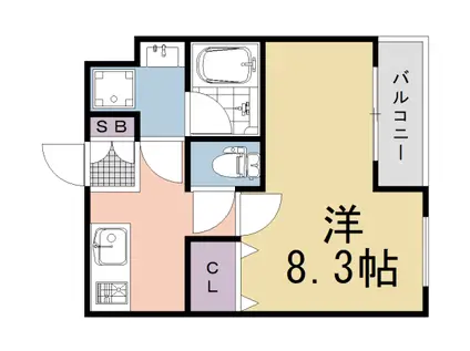 東海道本線 長岡京駅 徒歩9分 5階建 新築(1K/2階)の間取り写真