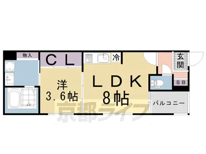 京都市烏丸線 竹田駅(京都) 徒歩5分 3階建 築3年(1LDK/3階)の間取り写真