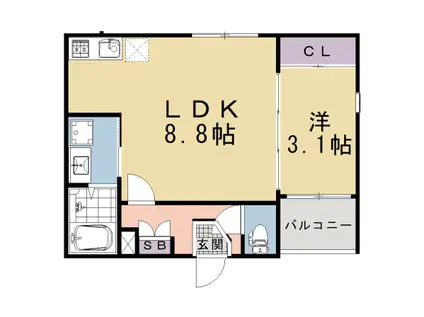 東海道本線 西大路駅 徒歩12分 3階建 新築(1LDK/3階)の間取り写真