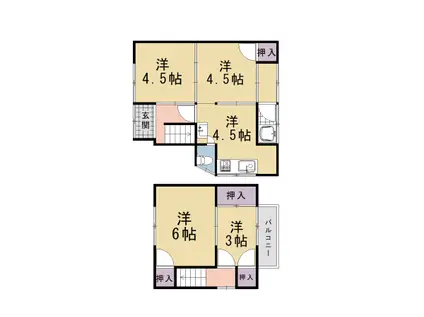 阪急電鉄嵐山線 上桂駅 徒歩13分 2階建 築59年(4K)の間取り写真