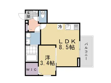 ジーメゾン小栗栖クレフィエ(1LDK/2階)の間取り写真