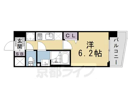 東海道本線 西大路駅 徒歩18分 7階建 新築(1K/4階)の間取り写真