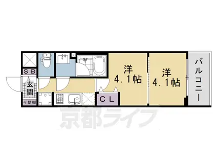 東海道本線 西大路駅 徒歩18分 7階建 新築(2K/4階)の間取り写真