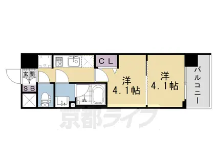 東海道本線 西大路駅 徒歩18分 7階建 新築(2K/4階)の間取り写真