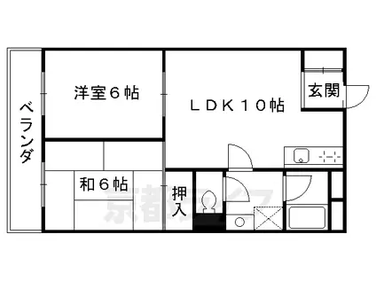 京福嵐山本線 嵐電嵯峨駅 徒歩6分 3階建 築61年(2LDK/1階)の間取り写真