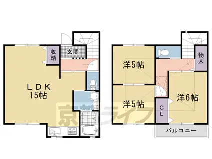 京福嵐山本線 鹿王院駅 徒歩9分 2階建 築5年(3LDK)の間取り写真