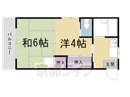 京都市東西線 太秦天神川駅 徒歩8分 3階建 築44年(2K/3階)の間取り写真