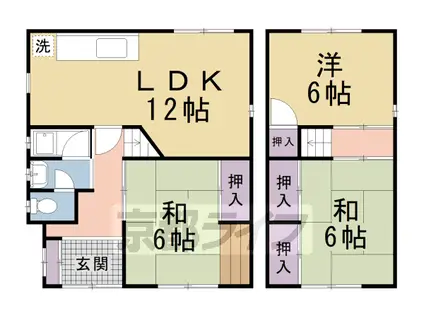 叡山電鉄 三宅八幡駅 徒歩22分 2階建 築47年(3LDK)の間取り写真