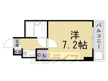 阪急電鉄京都線 西京極駅 徒歩4分 5階建 築33年(1K/3階)の間取り写真