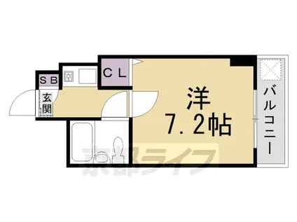 阪急電鉄京都線 西京極駅 徒歩4分 5階建 築33年(1K/1階)の間取り写真