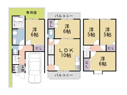 山陰本線 二条駅 徒歩8分 3階建 築20年(5LDK)の間取り写真