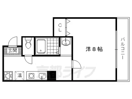 ウイングベル紫野(1K/3階)の間取り写真