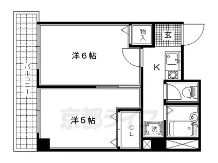 京都市烏丸線 北山駅(京都) 徒歩7分 4階建 築50年(2K/2階)の間取り写真