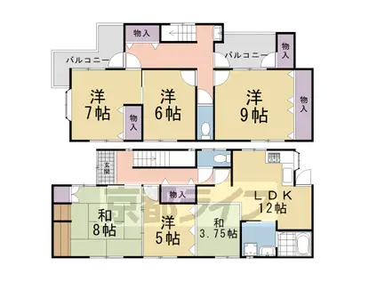 京都市烏丸線 北大路駅 徒歩22分 2階建 築38年(5LDK)の間取り写真