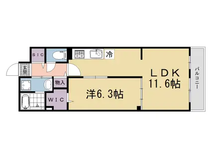 奈良線 宇治駅(ＪＲ) 徒歩10分 3階建 新築(1LDK/2階)の間取り写真