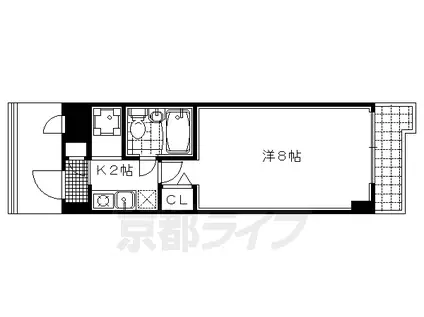 パラドール西院PARTⅠ(1K/6階)の間取り写真