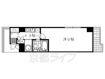阪急電鉄京都線 西院駅(阪急) 徒歩12分 7階建 築39年(1K/6階)の間取り写真