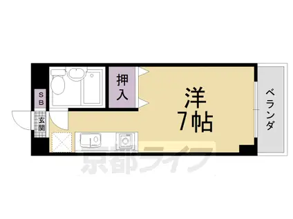 阪急電鉄京都線 西京極駅 徒歩3分 6階建 築36年(1K/4階)の間取り写真