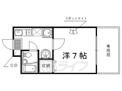 阪急電鉄京都線 西院駅(阪急) 徒歩8分 3階建 築36年(1K/1階)の間取り写真