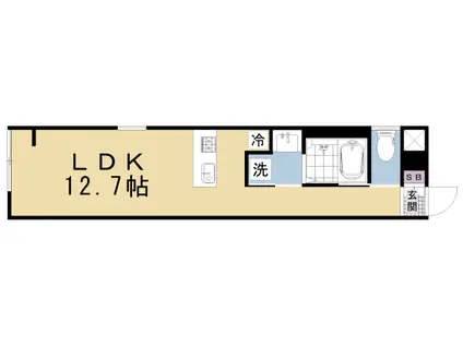 京阪電気鉄道京阪線 清水五条駅 徒歩6分 5階建 築1年(ワンルーム/2階)の間取り写真