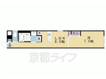 京阪電気鉄道京阪線 清水五条駅 徒歩6分 5階建 築1年(1LDK/4階)の間取り写真