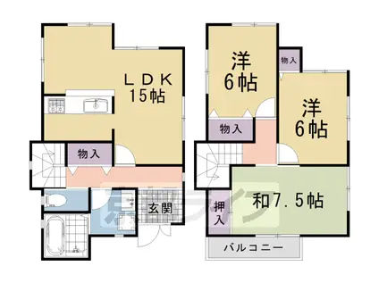 叡山電鉄 市原駅 徒歩4分 2階建 築27年(4LDK)の間取り写真