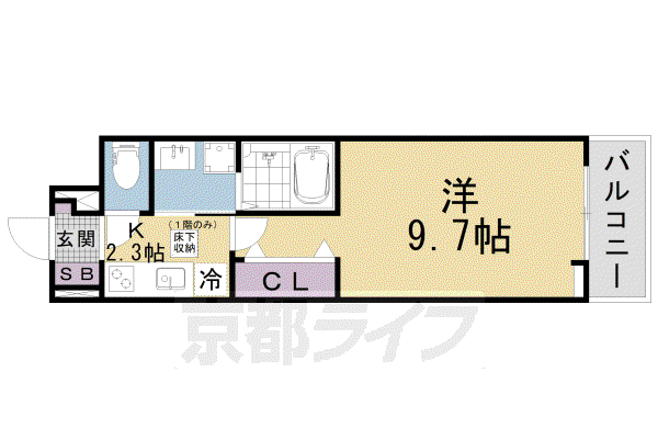 アロッジオ瀬田(1K/1階)の間取り写真