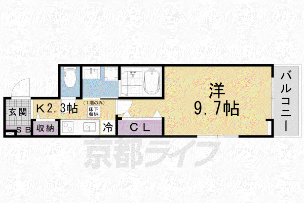 アロッジオ瀬田(1K/1階)の間取り写真