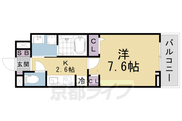 アロッジオ瀬田(1K/2階)の間取り写真