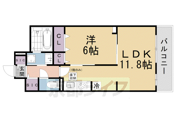 SYS大将軍(1LDK/1階)の間取り写真