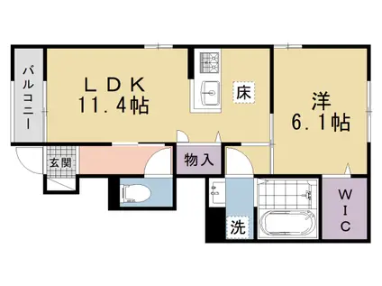 カルムベルフルール(1LDK/1階)の間取り写真
