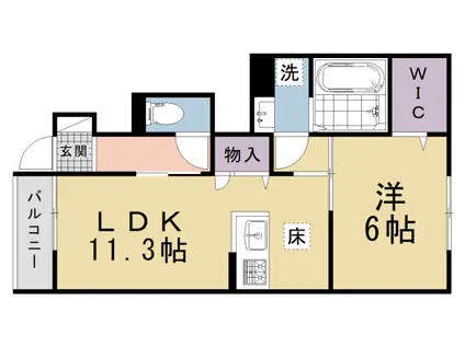 カルムベルフルール(1LDK/1階)の間取り写真