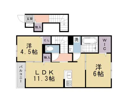 カルムベルフルール(2LDK/1階)の間取り写真